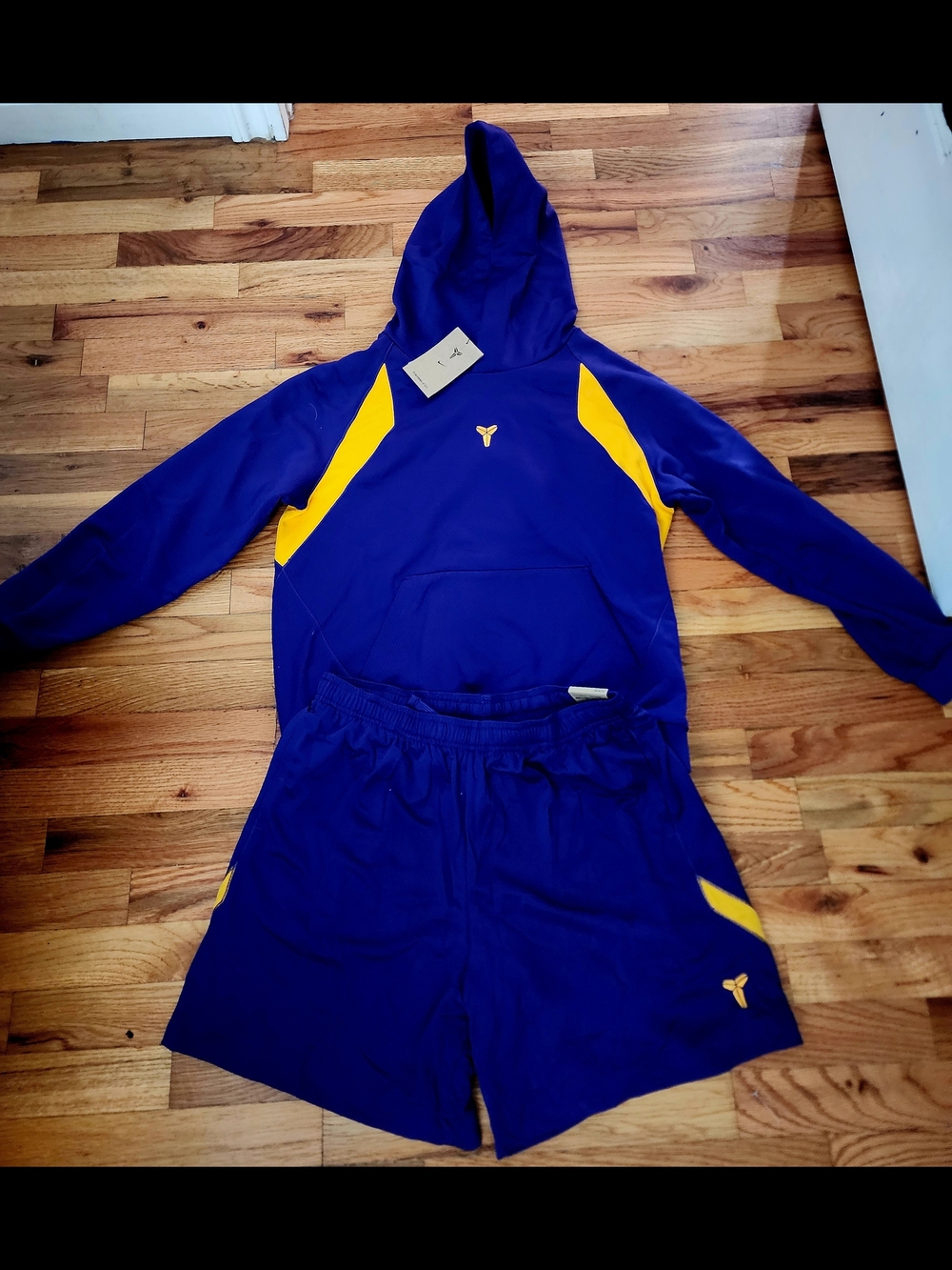 Kids Blue and Gold Athletic Hoodie & Shorts Matching Set Kids Xl Womans Xs